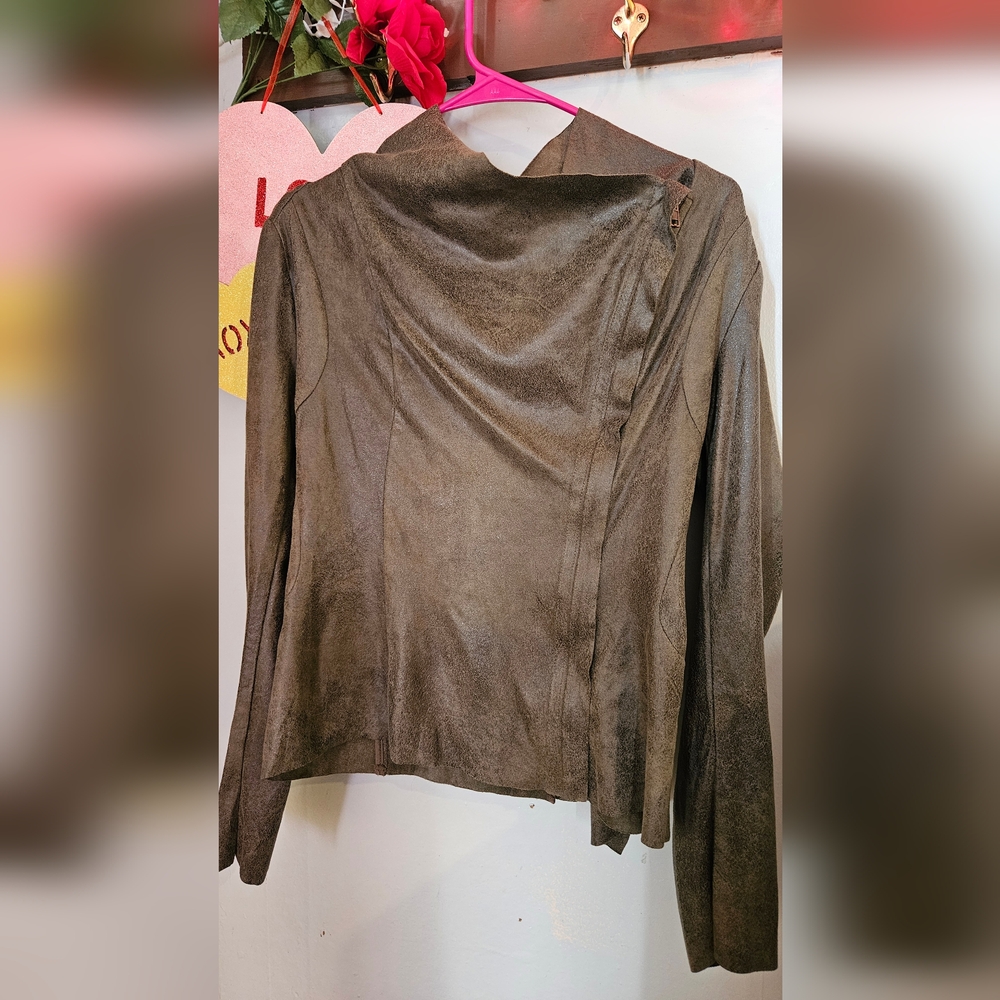 WISHLIST Faux Suede zip up Moto Jacket szM